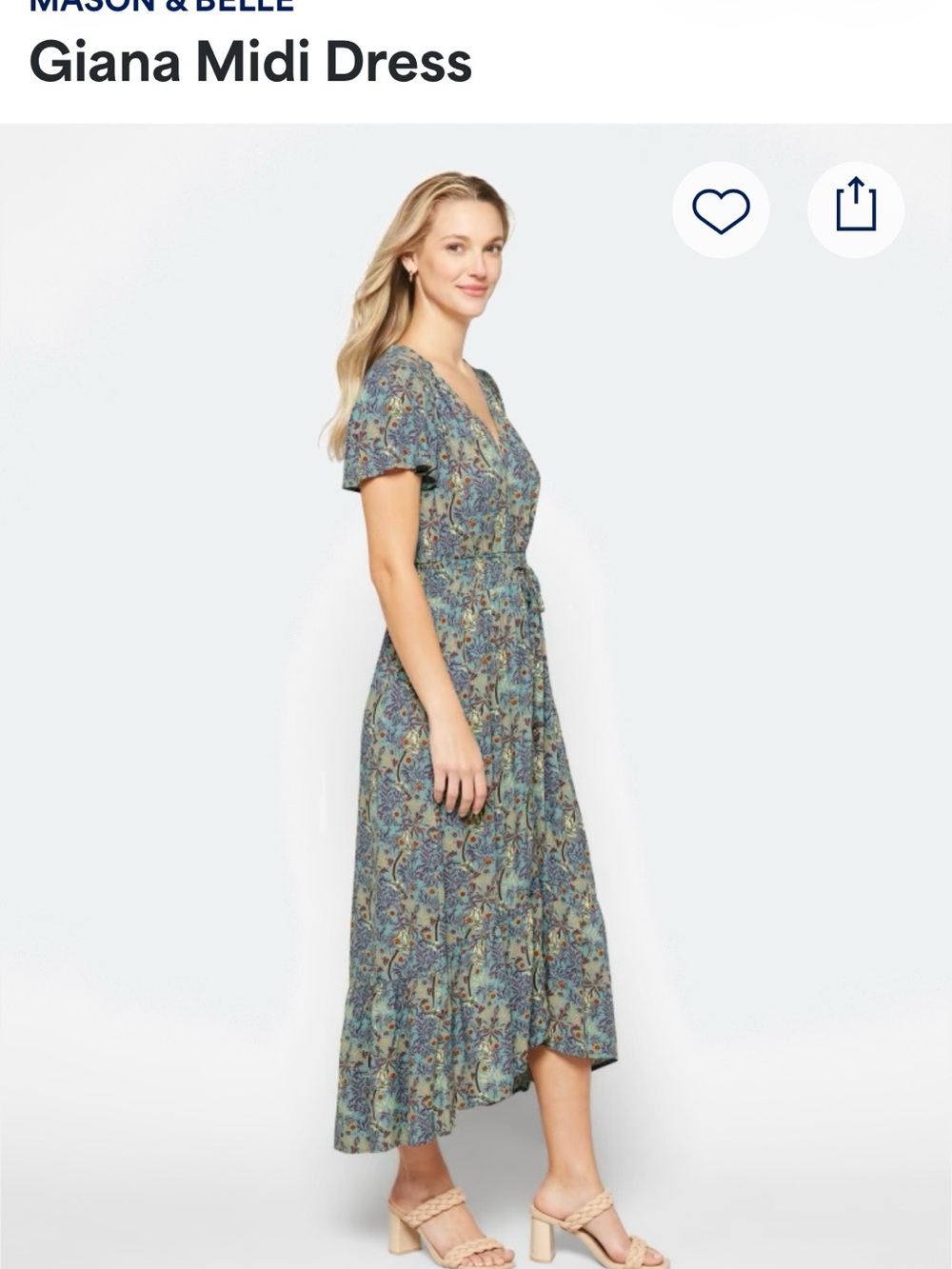 Mason & Belle Giana Midi Dress in Blue Floral Print